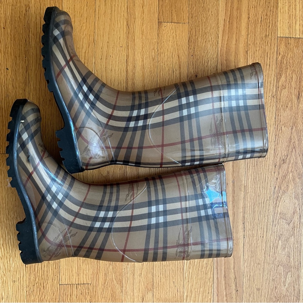 Burberry Plaid Winter Rain Boots - Brown and Black